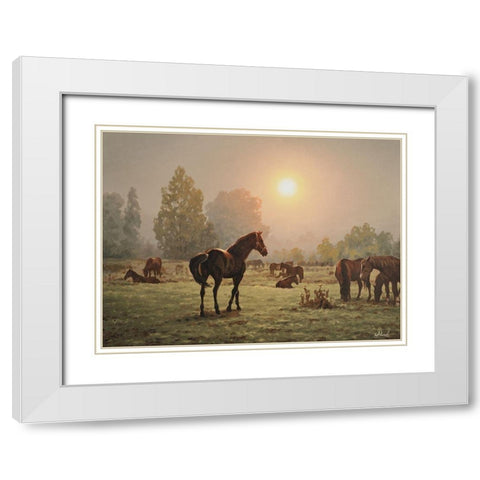 Satisfaction White Modern Wood Framed Art Print with Double Matting by Adamov, Alexey