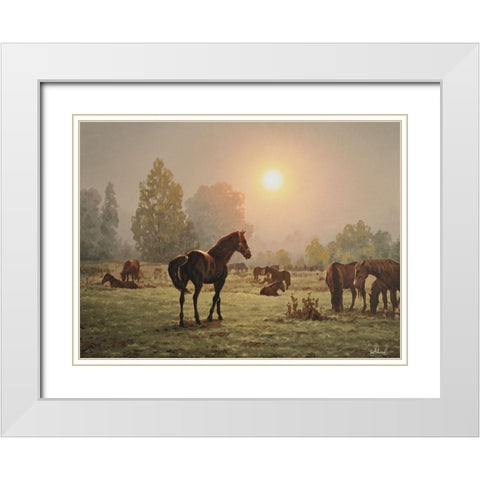 Satisfaction White Modern Wood Framed Art Print with Double Matting by Adamov, Alexey