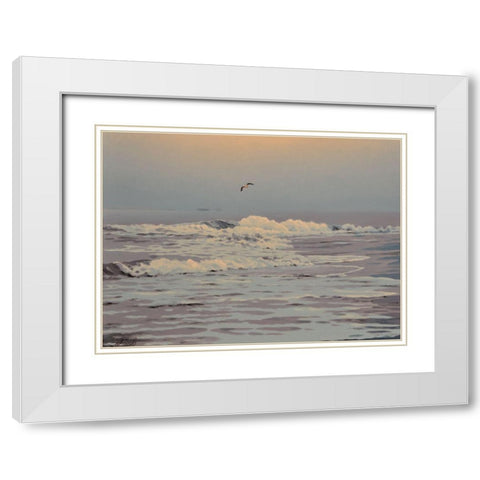 Waves White Modern Wood Framed Art Print with Double Matting by Adamov, Alexey