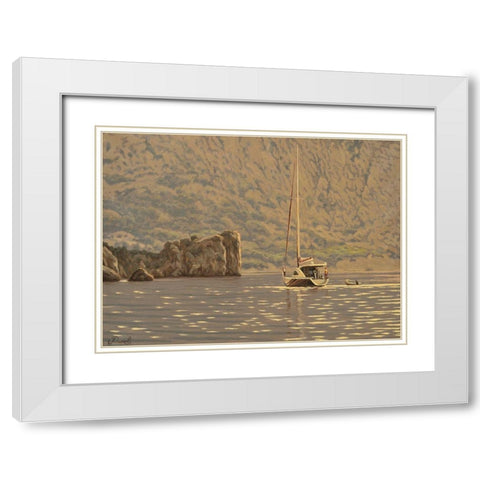 Near Gurzuf White Modern Wood Framed Art Print with Double Matting by Adamov, Alexey
