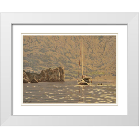 Near Gurzuf White Modern Wood Framed Art Print with Double Matting by Adamov, Alexey