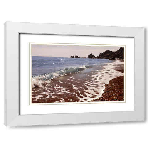 Wave White Modern Wood Framed Art Print with Double Matting by Adamov, Alexey