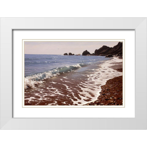 Wave White Modern Wood Framed Art Print with Double Matting by Adamov, Alexey