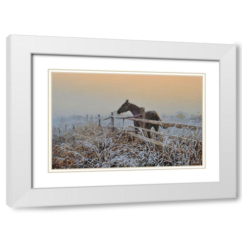 White Frost White Modern Wood Framed Art Print with Double Matting by Adamov, Alexey