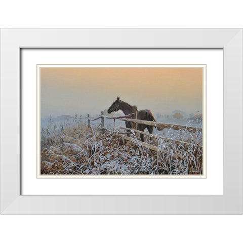 White Frost White Modern Wood Framed Art Print with Double Matting by Adamov, Alexey