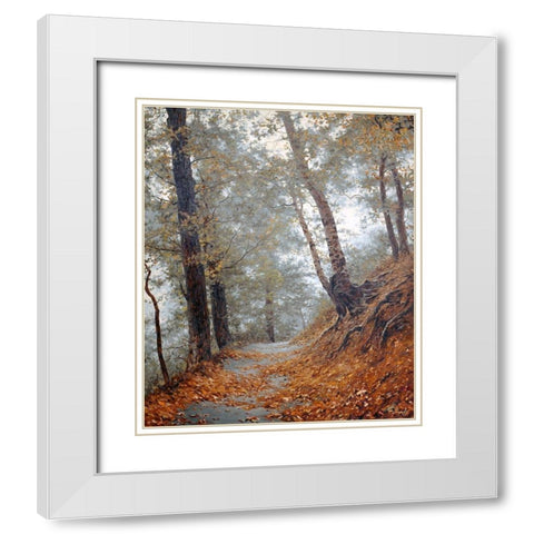The Fog in Wood I White Modern Wood Framed Art Print with Double Matting by Adamov, Alexey