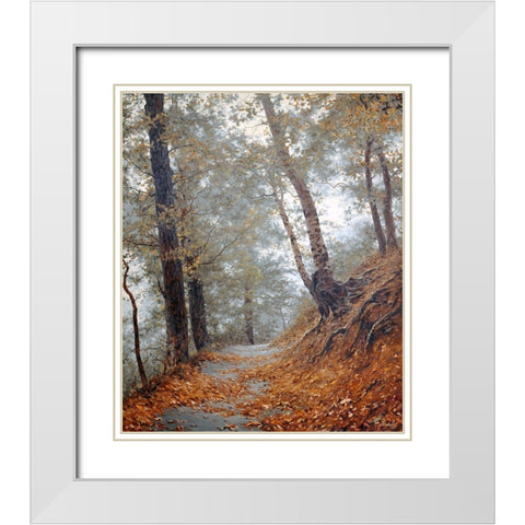The Fog in Wood I White Modern Wood Framed Art Print with Double Matting by Adamov, Alexey