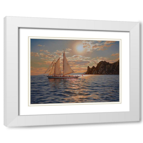 Evening Ride White Modern Wood Framed Art Print with Double Matting by Adamov, Alexey