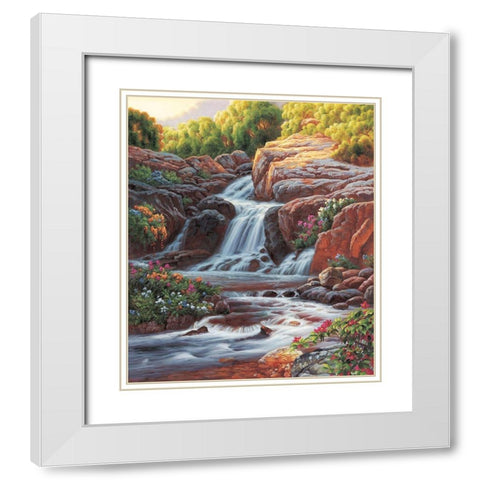 Waterfall I White Modern Wood Framed Art Print with Double Matting by Smith, Ethan