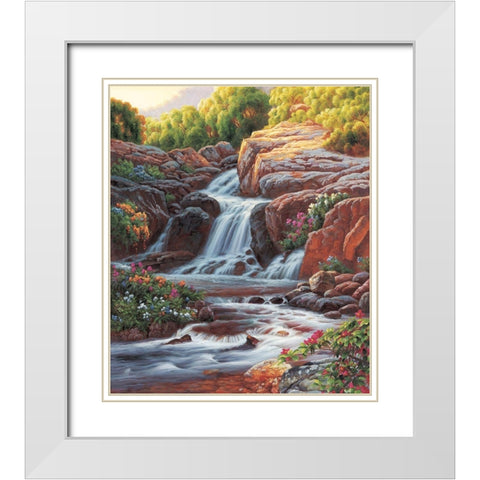 Waterfall I White Modern Wood Framed Art Print with Double Matting by Smith, Ethan
