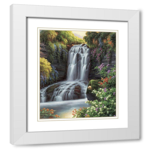 Waterfall II White Modern Wood Framed Art Print with Double Matting by Smith, Ethan