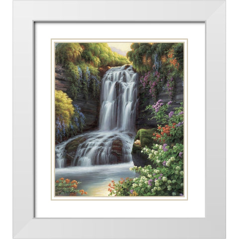 Waterfall II White Modern Wood Framed Art Print with Double Matting by Smith, Ethan