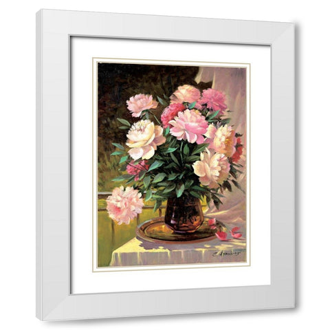 Penies White Modern Wood Framed Art Print with Double Matting by Artov, Sergei