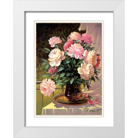 Penies White Modern Wood Framed Art Print with Double Matting by Artov, Sergei