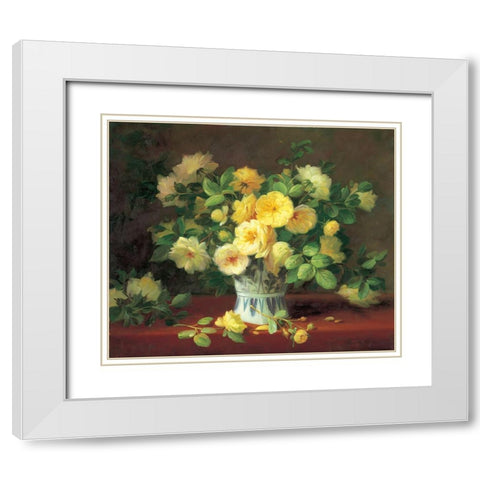 Flower Composition II White Modern Wood Framed Art Print with Double Matting by Rabun, Josef