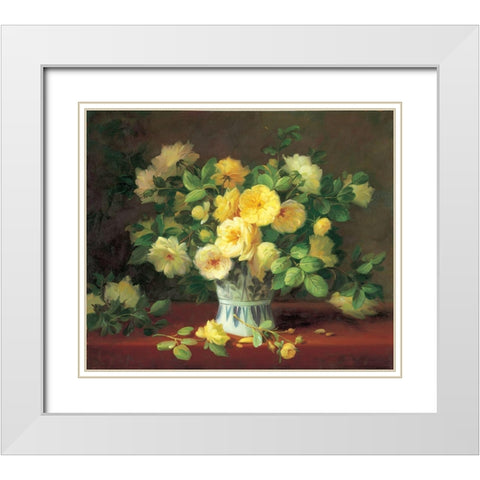 Flower Composition II White Modern Wood Framed Art Print with Double Matting by Rabun, Josef