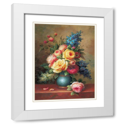 Classic Bouquet I White Modern Wood Framed Art Print with Double Matting by Yves, Jacques