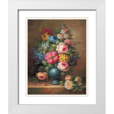 Classic Bouquet II White Modern Wood Framed Art Print with Double Matting by Yves, Jacques