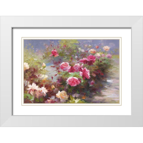 Flowers with Light I White Modern Wood Framed Art Print with Double Matting by Adamczyk, Jacek