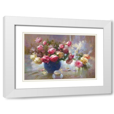 Flowers with Light II White Modern Wood Framed Art Print with Double Matting by Adamczyk, Jacek