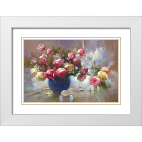 Flowers with Light II White Modern Wood Framed Art Print with Double Matting by Adamczyk, Jacek