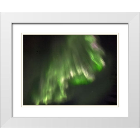 Northern Lights Iceland II White Modern Wood Framed Art Print with Double Matting by Bures, Josef