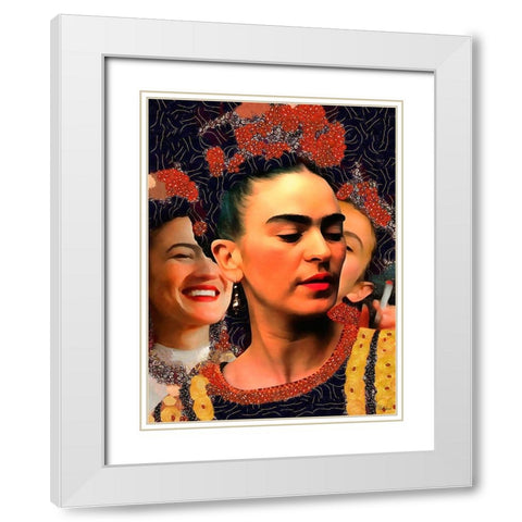 Frida Kahlo Variation I White Modern Wood Framed Art Print with Double Matting by Medeiros, Celito