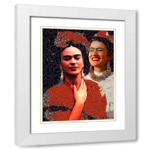 Frida Kahlo Variation II White Modern Wood Framed Art Print with Double Matting by Medeiros, Celito
