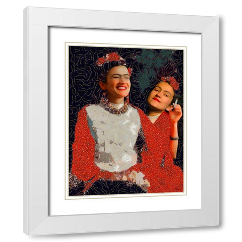 Frida Kahlo Variation III White Modern Wood Framed Art Print with Double Matting by Medeiros, Celito