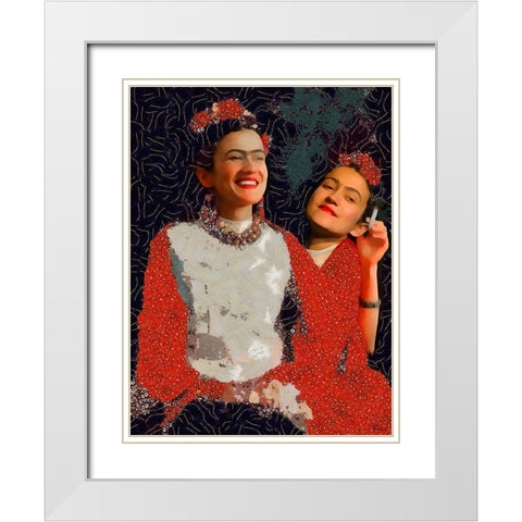 Frida Kahlo Variation III White Modern Wood Framed Art Print with Double Matting by Medeiros, Celito