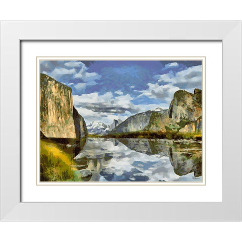 Yosemite NP3 White Modern Wood Framed Art Print with Double Matting by Medeiros, Celito