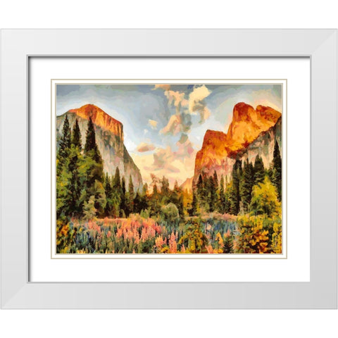 Yosemite NP5 White Modern Wood Framed Art Print with Double Matting by Medeiros, Celito