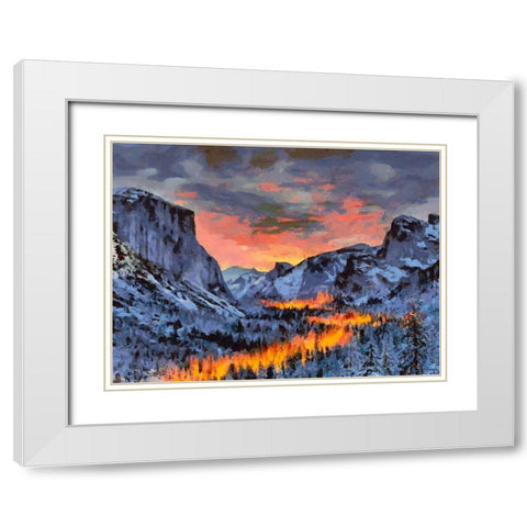 Yosemite NP7 White Modern Wood Framed Art Print with Double Matting by Medeiros, Celito
