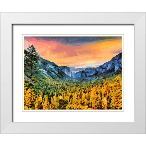 Yosemite NP10 White Modern Wood Framed Art Print with Double Matting by Medeiros, Celito