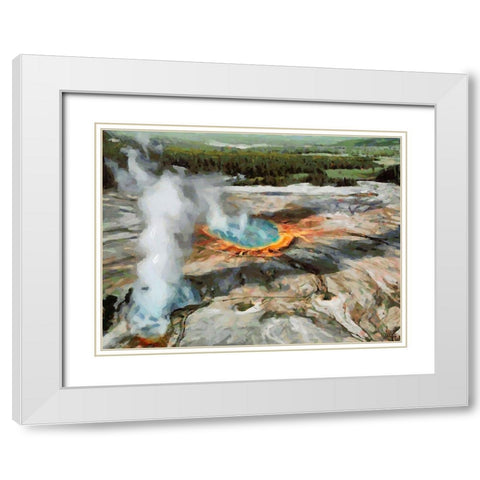 Great Yellowstone NP 4 White Modern Wood Framed Art Print with Double Matting by Medeiros, Celito