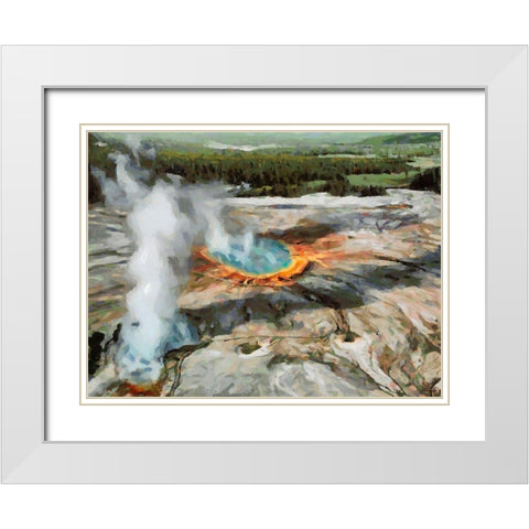 Great Yellowstone NP 4 White Modern Wood Framed Art Print with Double Matting by Medeiros, Celito