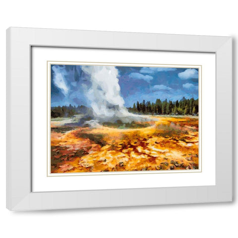 Great Yellowstone NP 5 White Modern Wood Framed Art Print with Double Matting by Medeiros, Celito