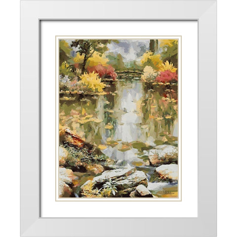 Landscapes in Monet Style XI White Modern Wood Framed Art Print with Double Matting by Medeiros, Celito
