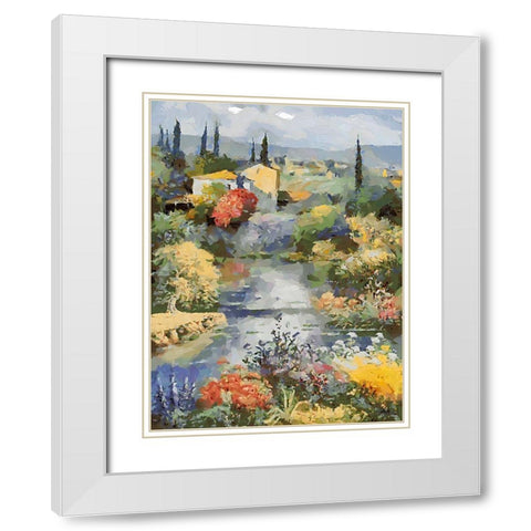 Landscapes in Monet Style XII White Modern Wood Framed Art Print with Double Matting by Medeiros, Celito