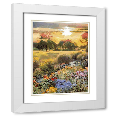Landscapes in Monet Style XIII White Modern Wood Framed Art Print with Double Matting by Medeiros, Celito