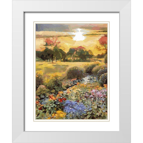 Landscapes in Monet Style XIII White Modern Wood Framed Art Print with Double Matting by Medeiros, Celito