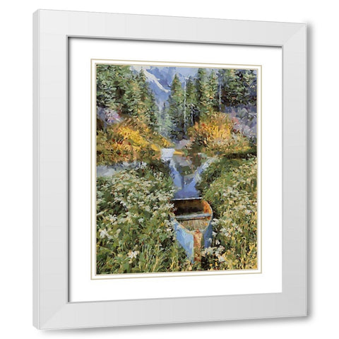 Landscapes in Monet Style XV White Modern Wood Framed Art Print with Double Matting by Medeiros, Celito
