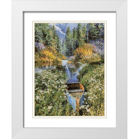 Landscapes in Monet Style XV White Modern Wood Framed Art Print with Double Matting by Medeiros, Celito