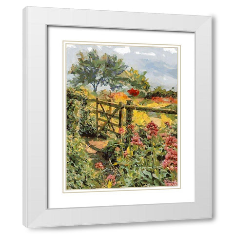 Landscapes in Monet Style XVII White Modern Wood Framed Art Print with Double Matting by Medeiros, Celito