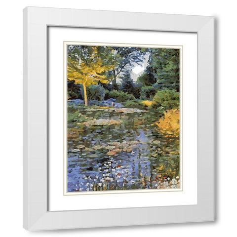 Landscapes in Monet Style XX White Modern Wood Framed Art Print with Double Matting by Medeiros, Celito