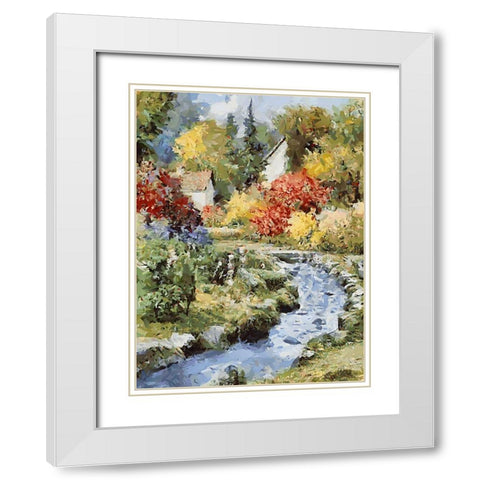 Landscapes in Monet Style XXII White Modern Wood Framed Art Print with Double Matting by Medeiros, Celito