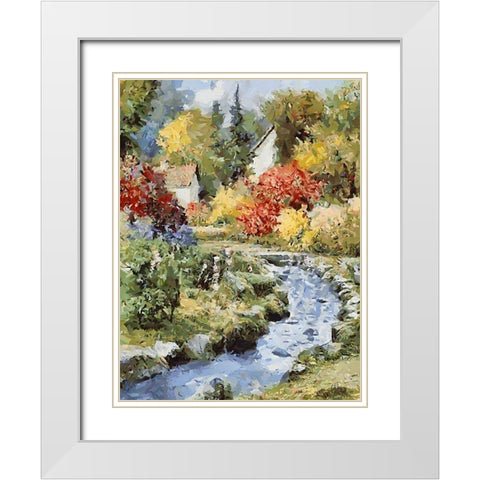 Landscapes in Monet Style XXII White Modern Wood Framed Art Print with Double Matting by Medeiros, Celito