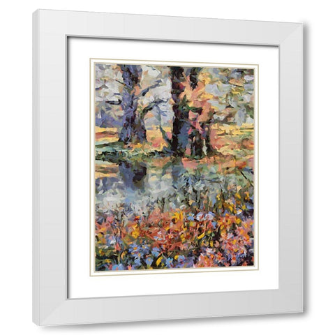 Landscapes in Monet Style XXIV White Modern Wood Framed Art Print with Double Matting by Medeiros, Celito