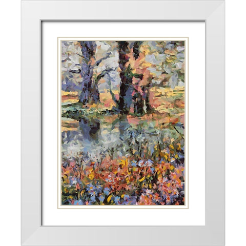 Landscapes in Monet Style XXIV White Modern Wood Framed Art Print with Double Matting by Medeiros, Celito