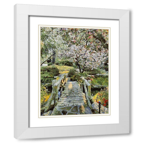 Landscapes in Monet Style XXVII White Modern Wood Framed Art Print with Double Matting by Medeiros, Celito